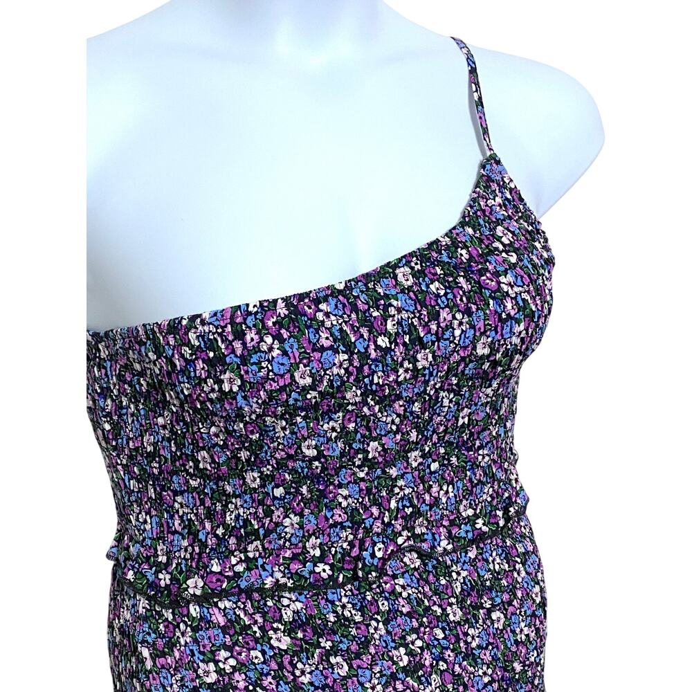 Pretty Garden One Shoulder Midi Dress M Dark Floral Coquette Ruffle Bodycon NWT - Picture 2 of 9
